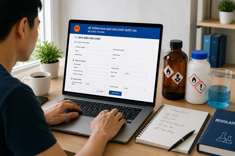 hướng dẫn khai báo hóa chất online