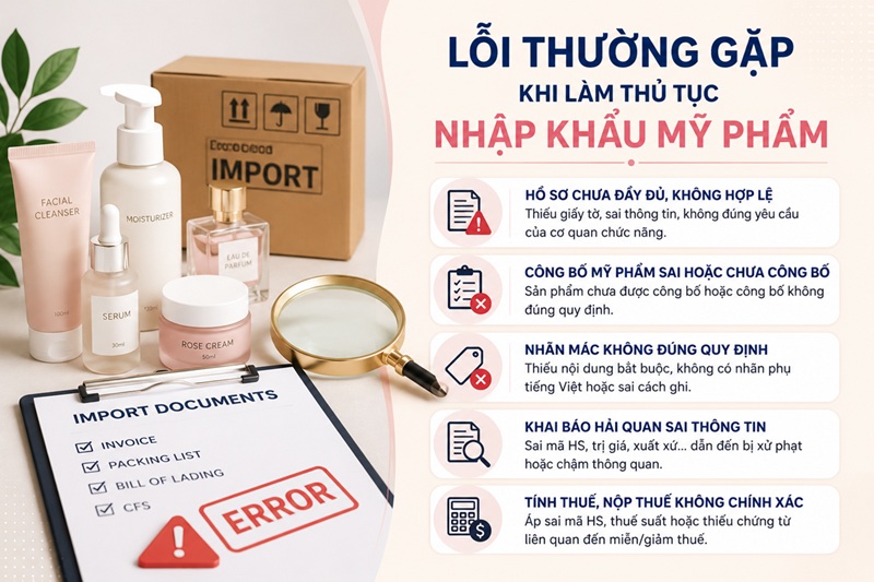lỗi thường gặp khi nhập khẩu mỹ phẩm