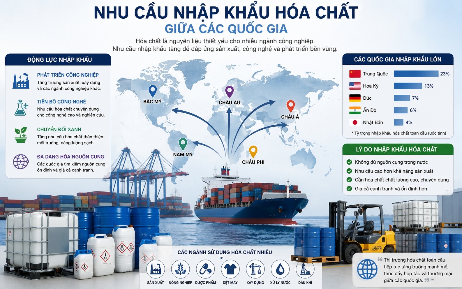 nhu cầu nhập khẩu hóa chất giữa các quốc gia